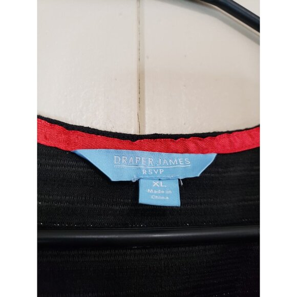 Draper James Dress Women XL Black Silver Metallic Knit Short Sleeve Fit n Flare - Picture 5 of 6